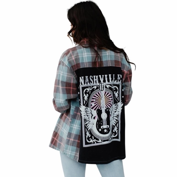 ALTAR'D STATE Plaid Long Sleeve Nashville Patch Button Down Shirt XS - Picture 15 of 16